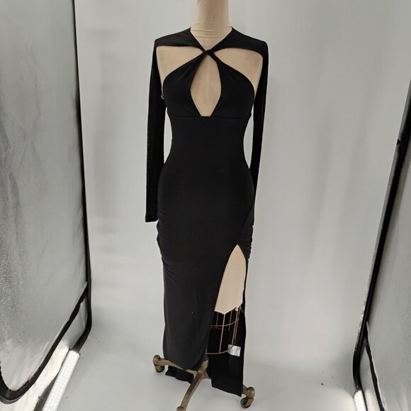 White Fox Black Cannes Cut-Out Halter Gown Size XS - Picture 3 of 14